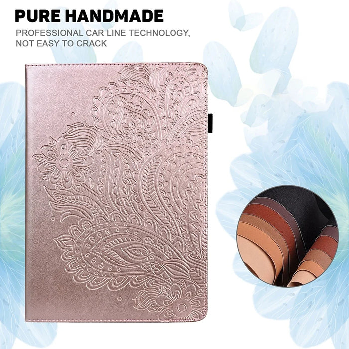 Imprinted Peafowl Flower Pattern Design Leather Tablet Wallet Stand Protective Shell for Lenovo Tab P11 TB-J606F / Tab P11 5G - Rose Gold - 4