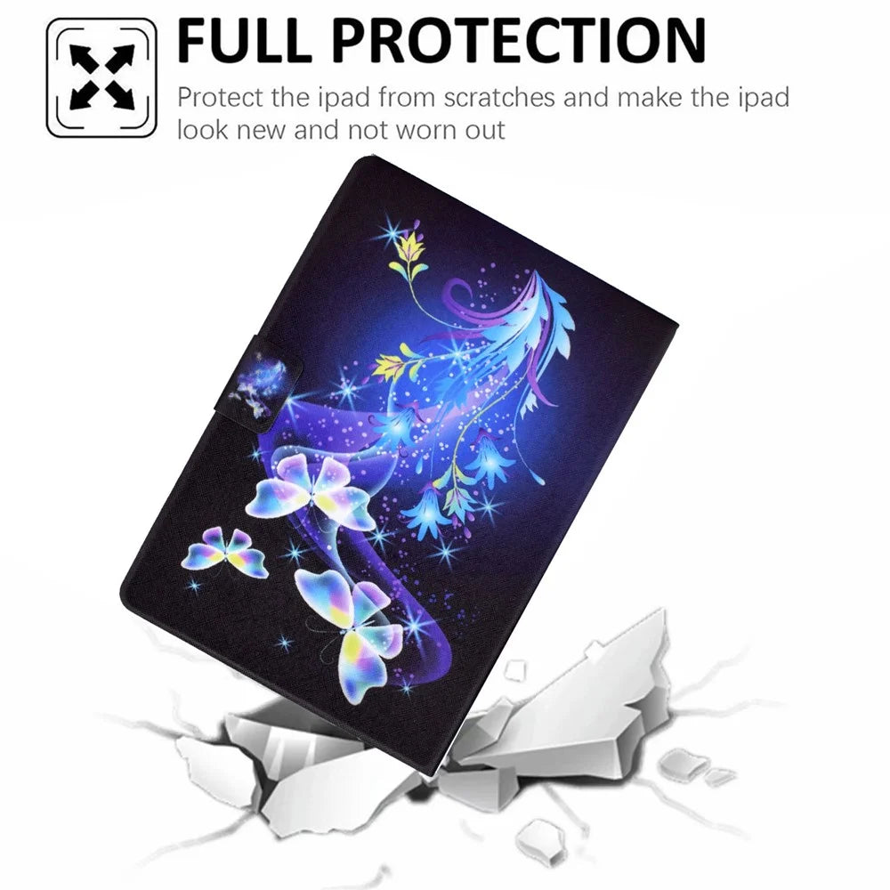 Stand Design Leather Full Protection Tablet Case with Pattern Printing for Lenovo Tab M10 Plus - Butterflies and Flowers - 2