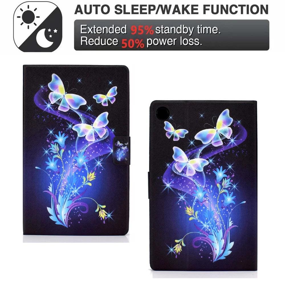 Stand Design Leather Full Protection Tablet Case with Pattern Printing for Lenovo Tab M10 Plus - Butterflies and Flowers - 3