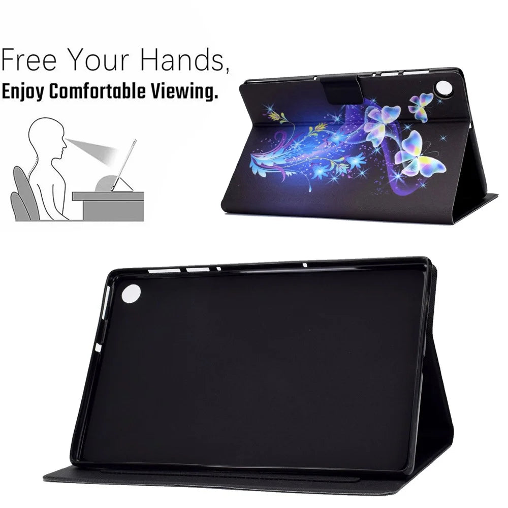 Stand Design Leather Full Protection Tablet Case with Pattern Printing for Lenovo Tab M10 Plus - Butterflies and Flowers - 4