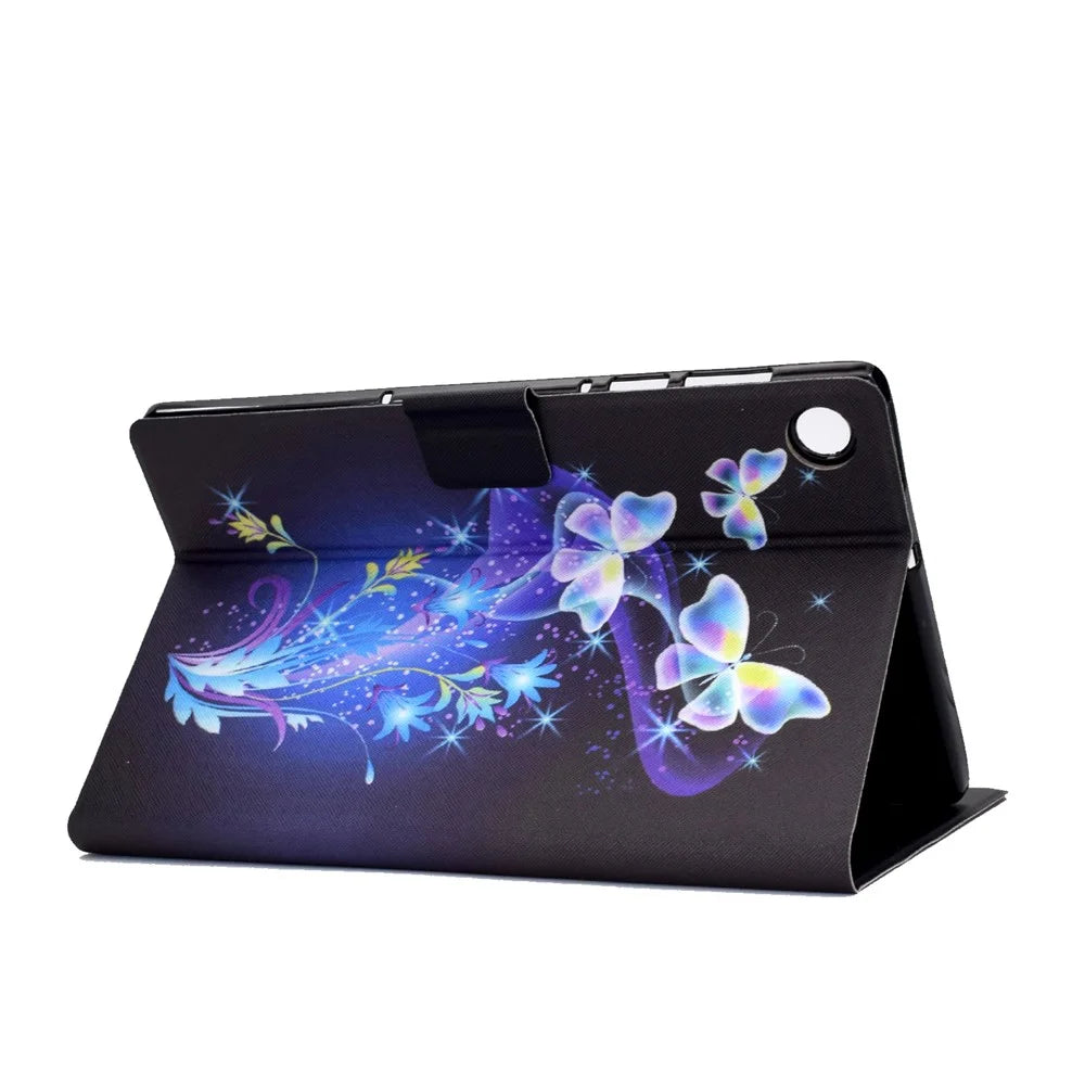 Stand Design Leather Full Protection Tablet Case with Pattern Printing for Lenovo Tab M10 Plus - Butterflies and Flowers - 7