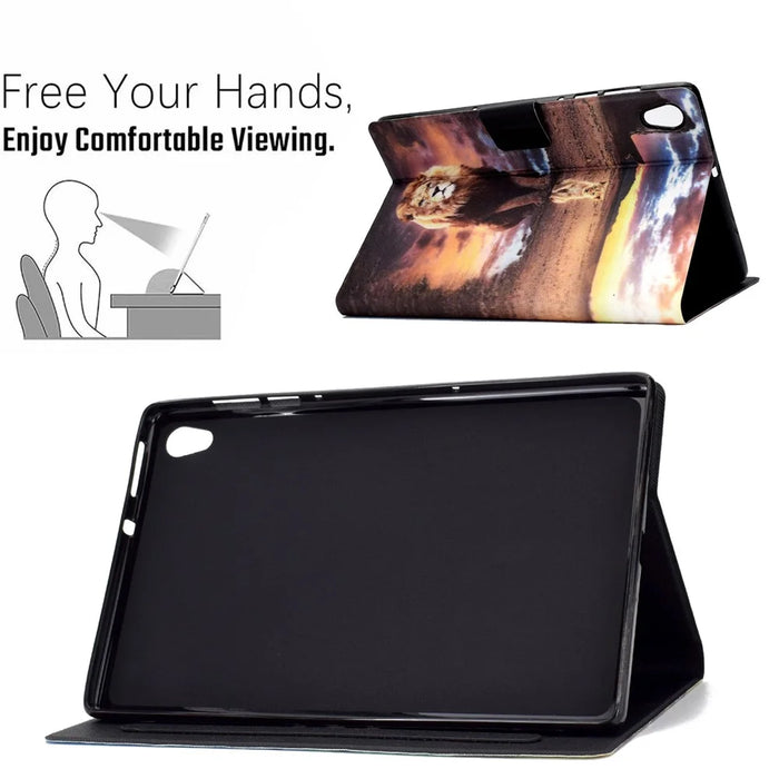 Shock-Proof Pattern Printing Leather Full Protection Tablet Case for Lenovo Tab M10 HD Gen 2 X306 - Lion - 3