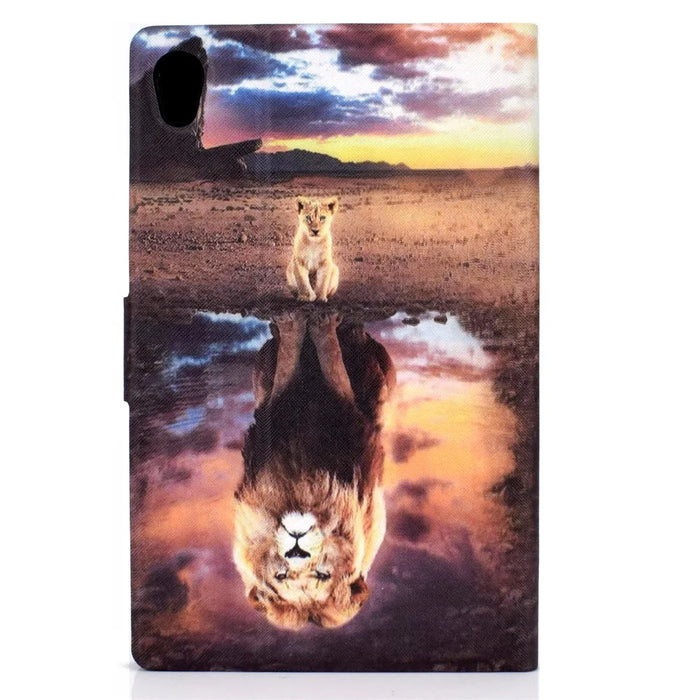 Shock-Proof Pattern Printing Leather Full Protection Tablet Case for Lenovo Tab M10 HD Gen 2 X306 - Lion - 6