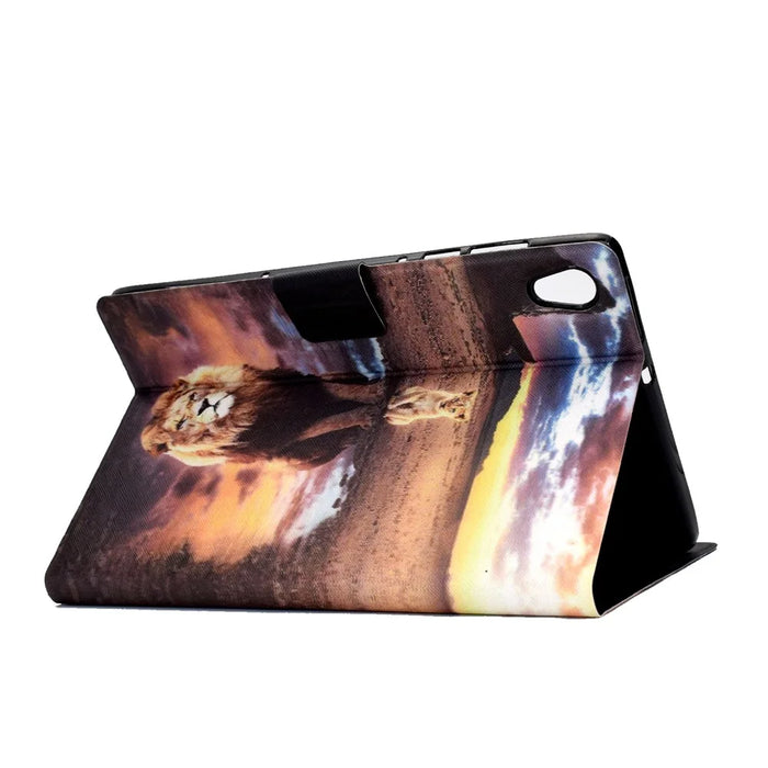 Shock-Proof Pattern Printing Leather Full Protection Tablet Case for Lenovo Tab M10 HD Gen 2 X306 - Lion - 7