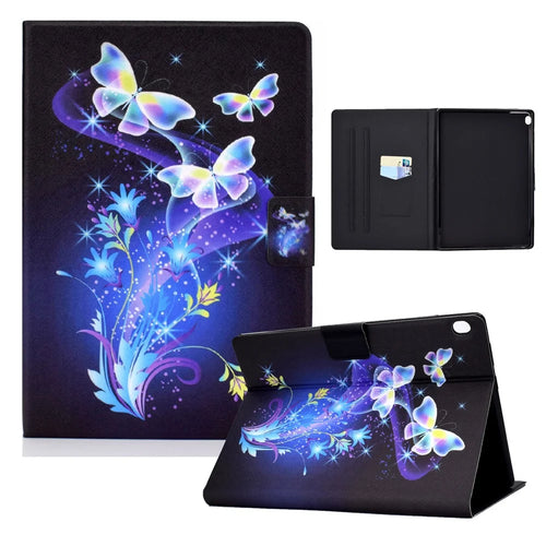 Pattern Printing Design Leather Full Protection Shock-Proof Tablet Case for Lenovo Tab M10 TB-X605F - Butterflies and Flowers - 1