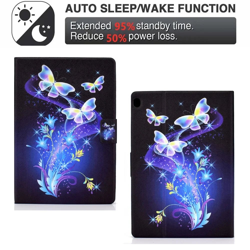 Pattern Printing Design Leather Full Protection Shock-Proof Tablet Case for Lenovo Tab M10 TB-X605F - Butterflies and Flowers - 2