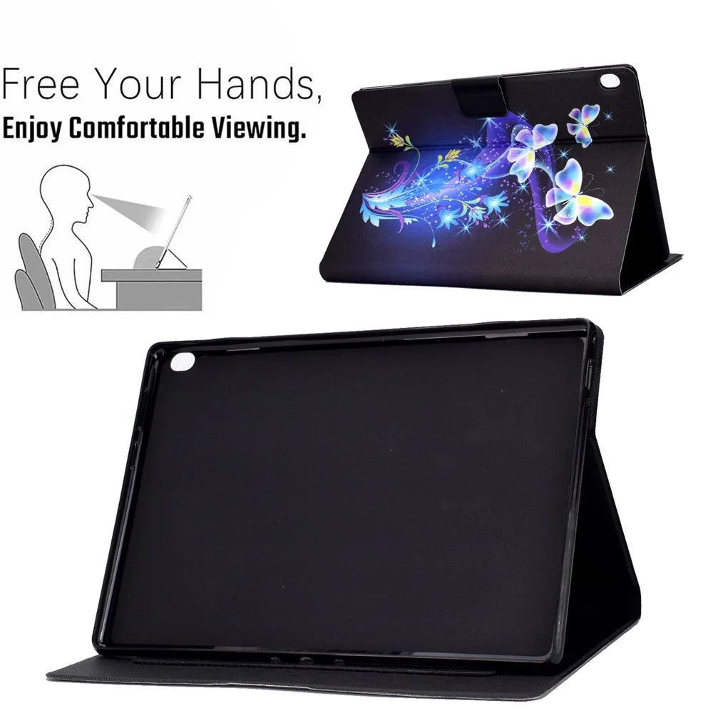 Pattern Printing Design Leather Full Protection Shock-Proof Tablet Case for Lenovo Tab M10 TB-X605F - Butterflies and Flowers - 3