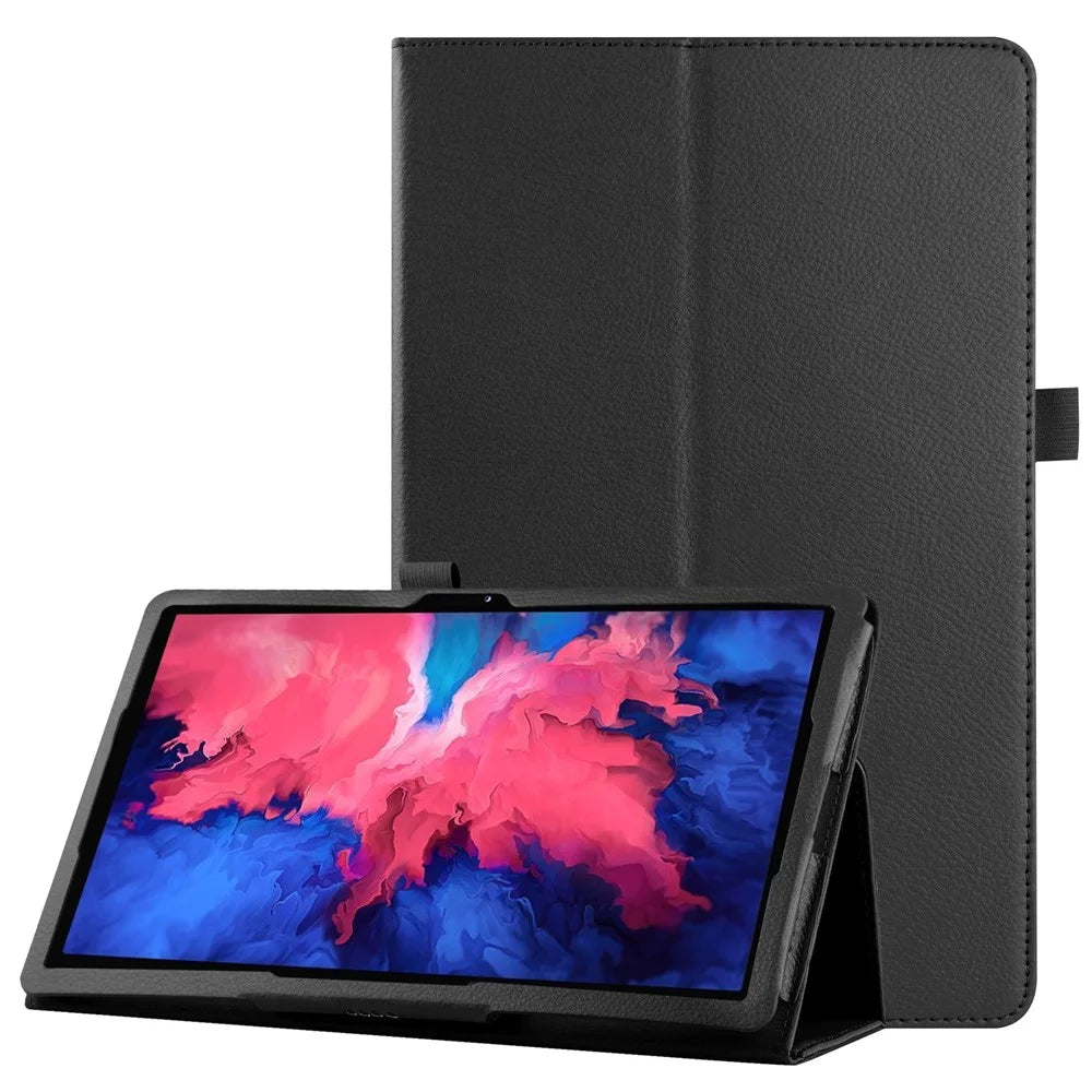Litchi Texture Leather Tablet Case with Stand for Lenovo Tab P11 / P11 5G 11 inch TB-J606F / J606X - Black - 1