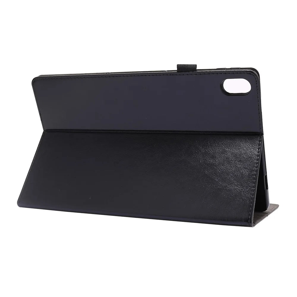 Crazy Horse Texture Two-Fold Design Leather Case for Lenovo Tab P11 / P11 5G 11-inch TB-J606F / J606X - Black - 5