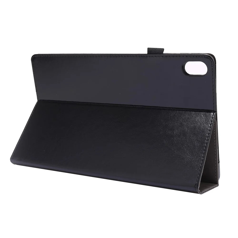 Crazy Horse Texture Two-Fold Design Leather Case for Lenovo Tab P11 / P11 5G 11-inch TB-J606F / J606X - Black - 7