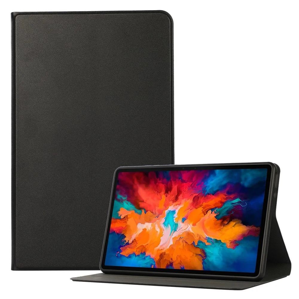 PU Leather Protector Full-Protection Case with Stand for Lenovo Tab M8 (2nd Gen) FHD - Black - 1
