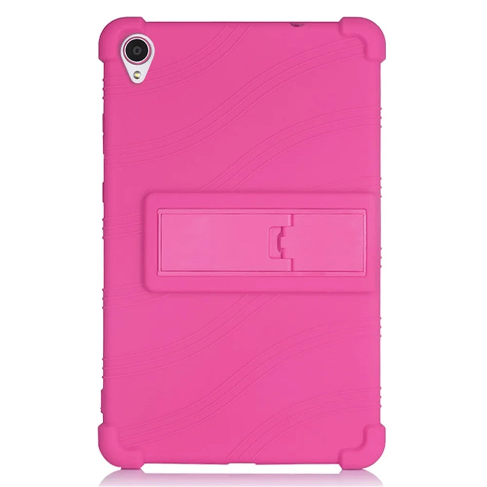 Slide-Out Kickstand Design Soft Silicone Tablet Cover Case for Lenovo Tab M8 8705/8505 - Rose - 1