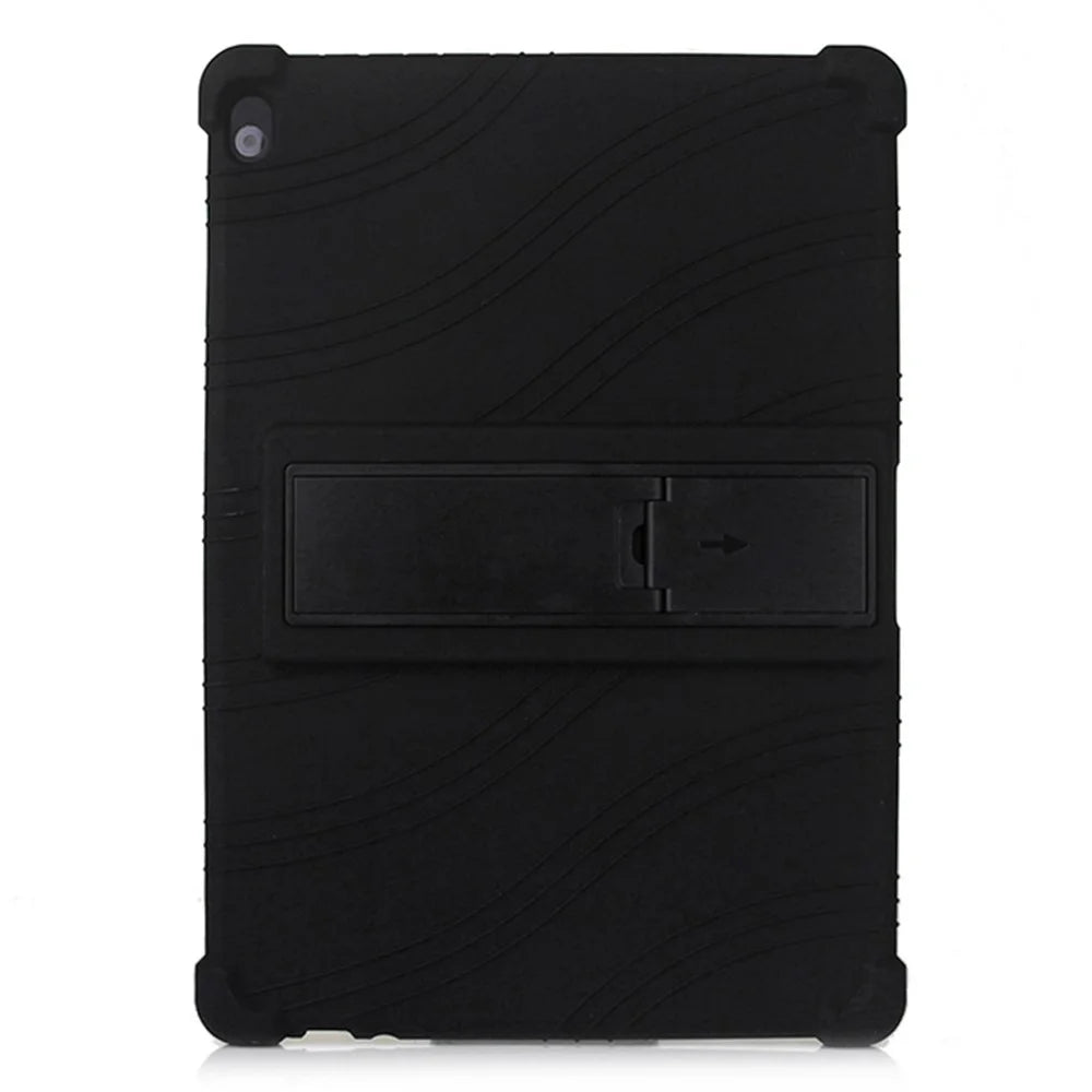 Slide-Out Kickstand Design Silicone Tablet Cover Case for Lenovo Tab M10 TB-X605F - Black - 1