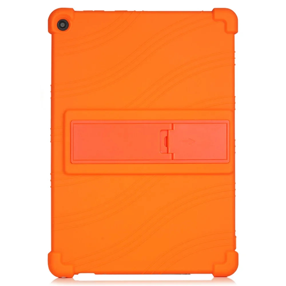 Slide-Out Kickstand Design Silicone Tablet Cover Case for Lenovo Tab M10 Plus X606 - Orange - 1