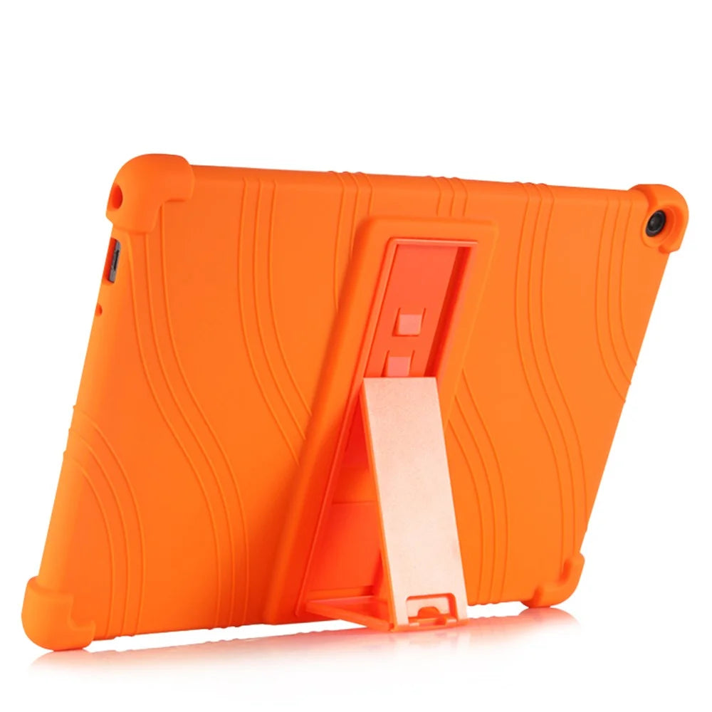 Slide-Out Kickstand Design Silicone Tablet Cover Case for Lenovo Tab M10 Plus X606 - Orange - 3