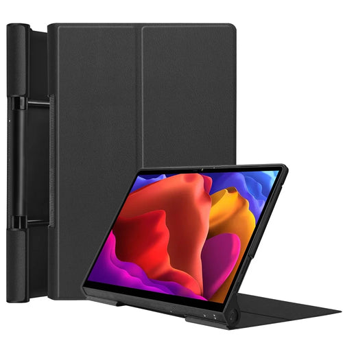 Plain PU Leather Case with Kickstand for Lenovo Yoga Pad Pro 13-inch/Yoga Tab 13 - Black - 1