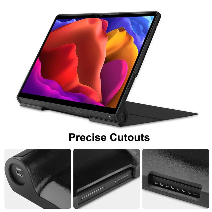 Plain PU Leather Case with Kickstand for Lenovo Yoga Pad Pro 13-inch/Yoga Tab 13 - Black - 2