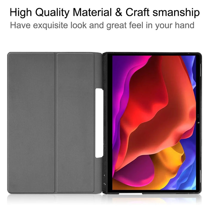 Plain PU Leather Case with Kickstand for Lenovo Yoga Pad Pro 13-inch/Yoga Tab 13 - Black - 4