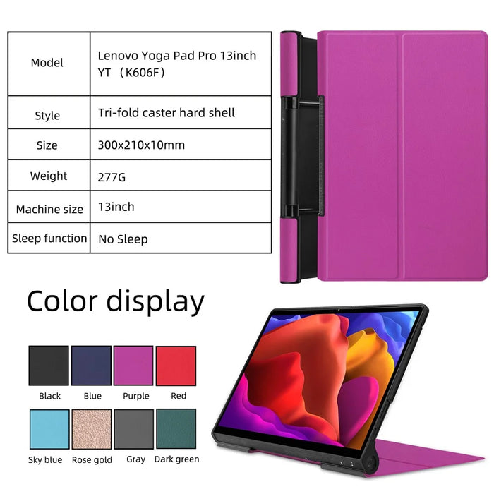 Plain PU Leather Case with Kickstand for Lenovo Yoga Pad Pro 13-inch/Yoga Tab 13 - Black - 5