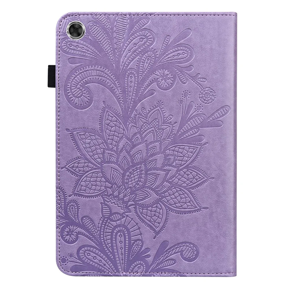 Leather Wallet Stand Tablet Cover with Flower Pattern Imprinting for Lenovo Tab M10 Plus/Smart Tab M10 FHD Plus TB-X606F/TB-606X - Purple - 2