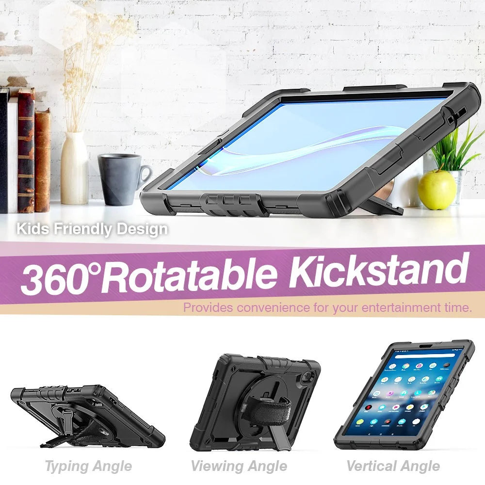 PC + Silicone + PET Front Film Tablet Combo Shell with Kickstand and Shoulder Strap for Lenovo Tab M10 HD Gen 2 TB-306X(F) - Black/Black - 2