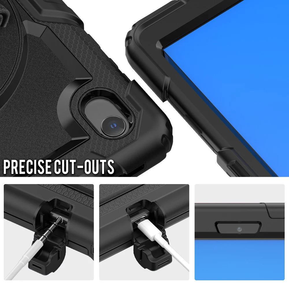 PC + Silicone + PET Front Film Tablet Combo Shell with Kickstand and Shoulder Strap for Lenovo Tab M10 HD Gen 2 TB-306X(F) - Black/Black - 5