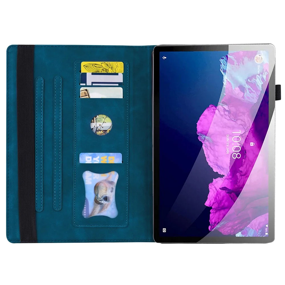 Business Style Front Pocket Design PU Leather Wallet Stand Tablet Cover Case for Lenovo Tab P11 TB-J606F / Tab P11 5G - Blue - 3