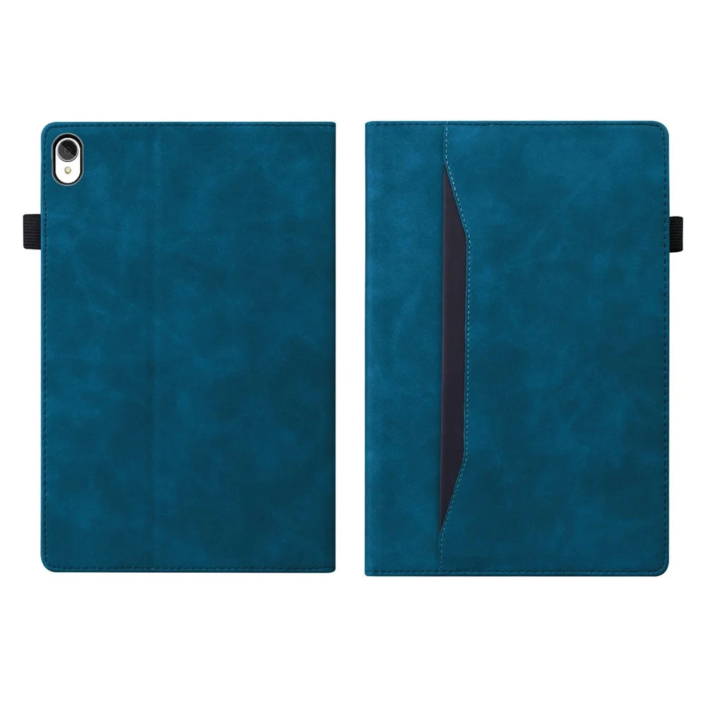 Business Style Front Pocket Design PU Leather Wallet Stand Tablet Cover Case for Lenovo Tab P11 TB-J606F / Tab P11 5G - Blue - 5