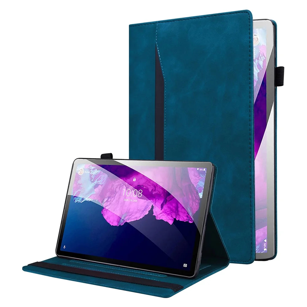 Business Style Front Pocket Design PU Leather Wallet Stand Tablet Cover Case for Lenovo Tab P11 TB-J606F / Tab P11 5G - Blue - 6
