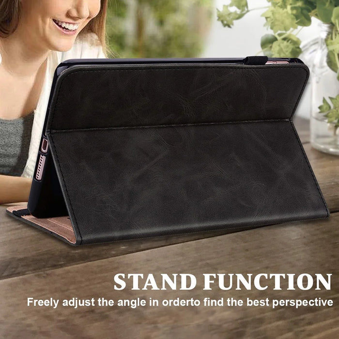 Plain Leather Tablet Cover with Card Holder and Foldable Stand for Lenovo Tab M10 HD Gen 2 X306X - Black - 7