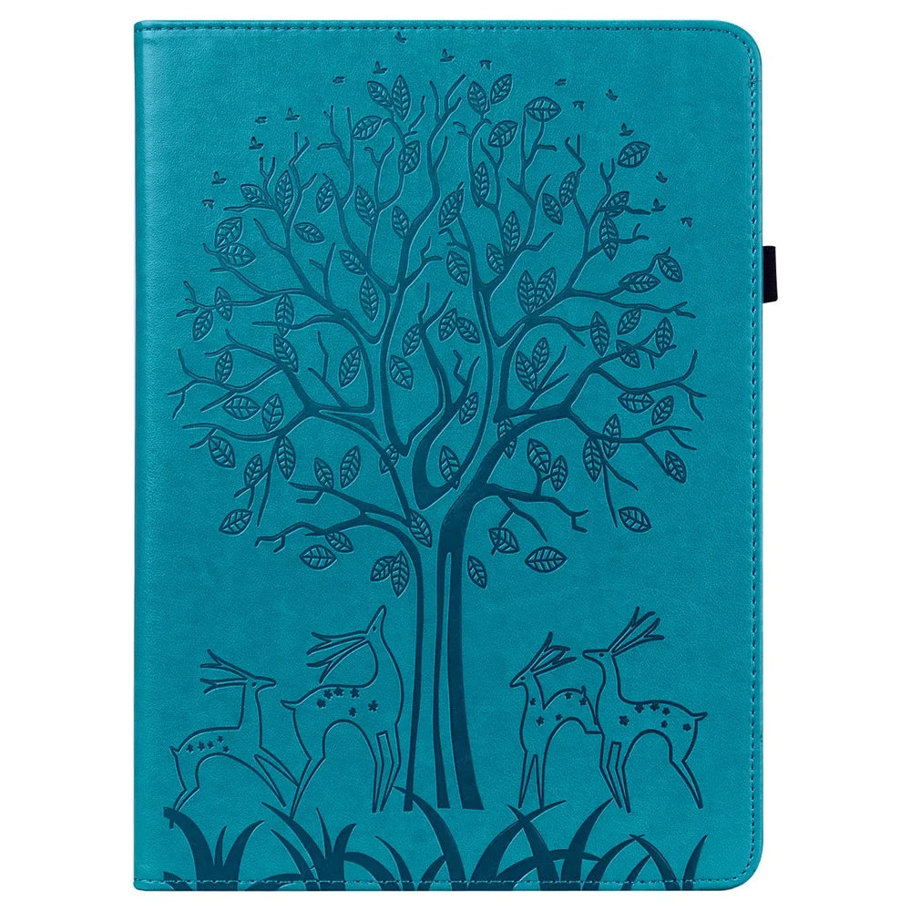 Unique Tree and Deer Pattern Imprinting Smooth Leather Stand Tablet Cover with Card Holders for Lenovo Tab M10 HD Gen 2 X306X - Blue - 3