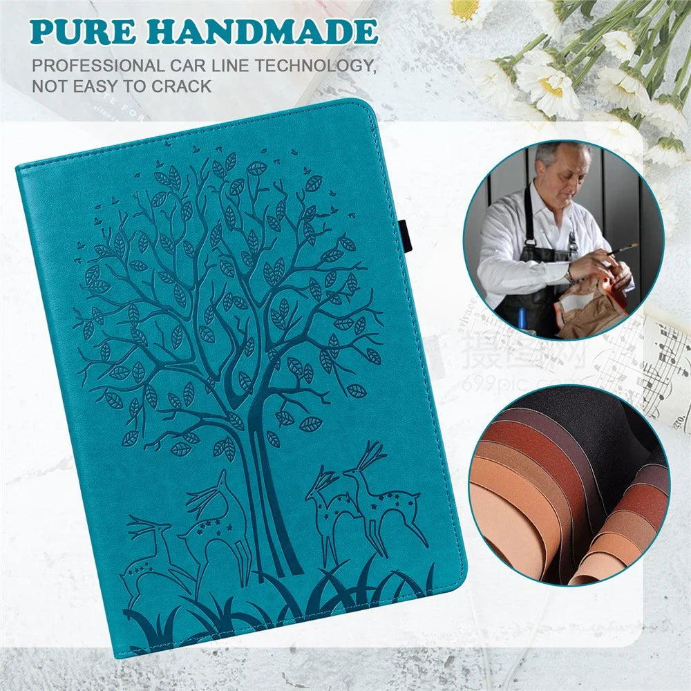 Unique Tree and Deer Pattern Imprinting Smooth Leather Stand Tablet Cover with Card Holders for Lenovo Tab M10 HD Gen 2 X306X - Blue - 5