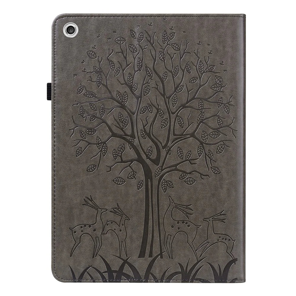 Imprint Tree and Deer Pattern Elastic Strap Closure Leather Stand Tablet Cover for Lenovo Tab M10 HD (TB-X505L/TB-X505F)/M10 (TB-X605L/TB-X605F)/Tab P10 (TB-X705F TB-X705L) - Grey - 2