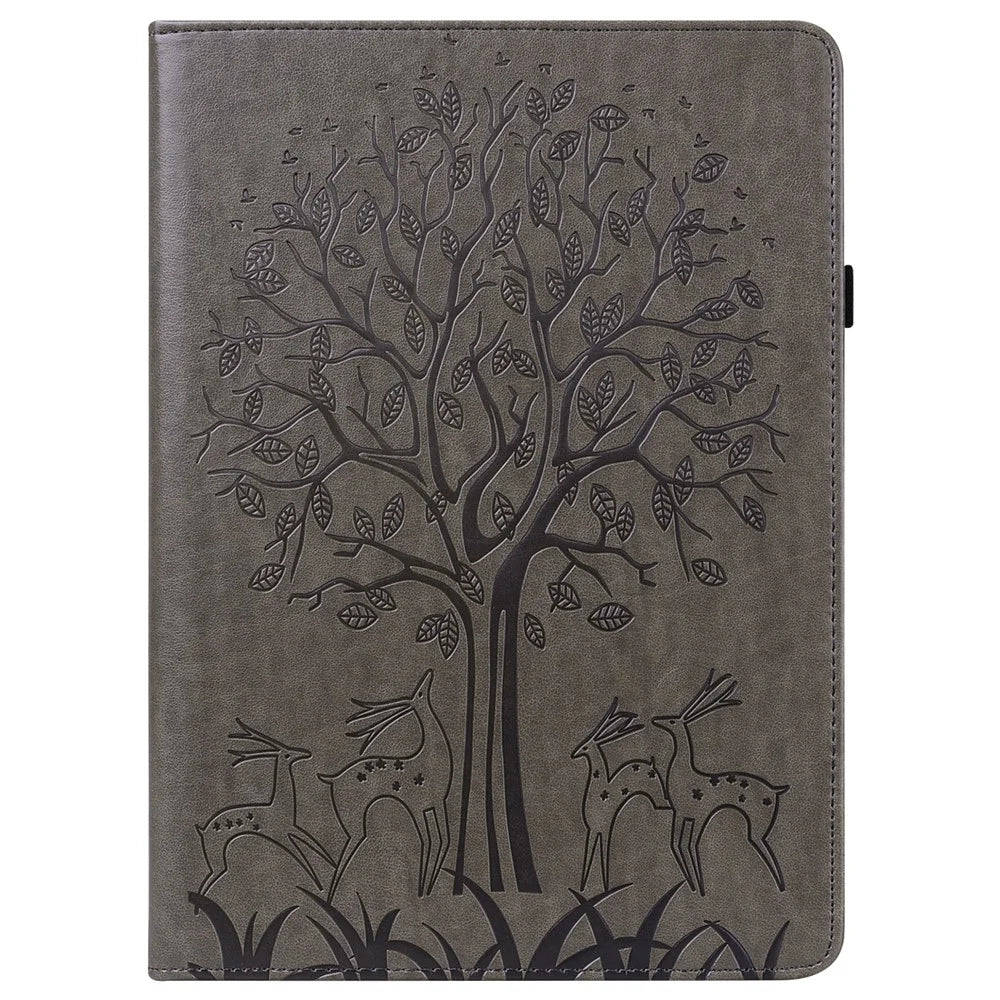 Imprint Tree and Deer Pattern Elastic Strap Closure Leather Stand Tablet Cover for Lenovo Tab M10 HD (TB-X505L/TB-X505F)/M10 (TB-X605L/TB-X605F)/Tab P10 (TB-X705F TB-X705L) - Grey - 3