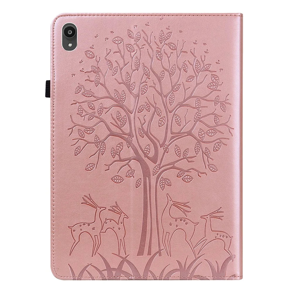 Imprint Tree and Deer Pattern All-Protection Leather Stand Tablet Cover for Lenovo Tab P11 TB-J606F / Tab P11 5G - Rose Gold - 2