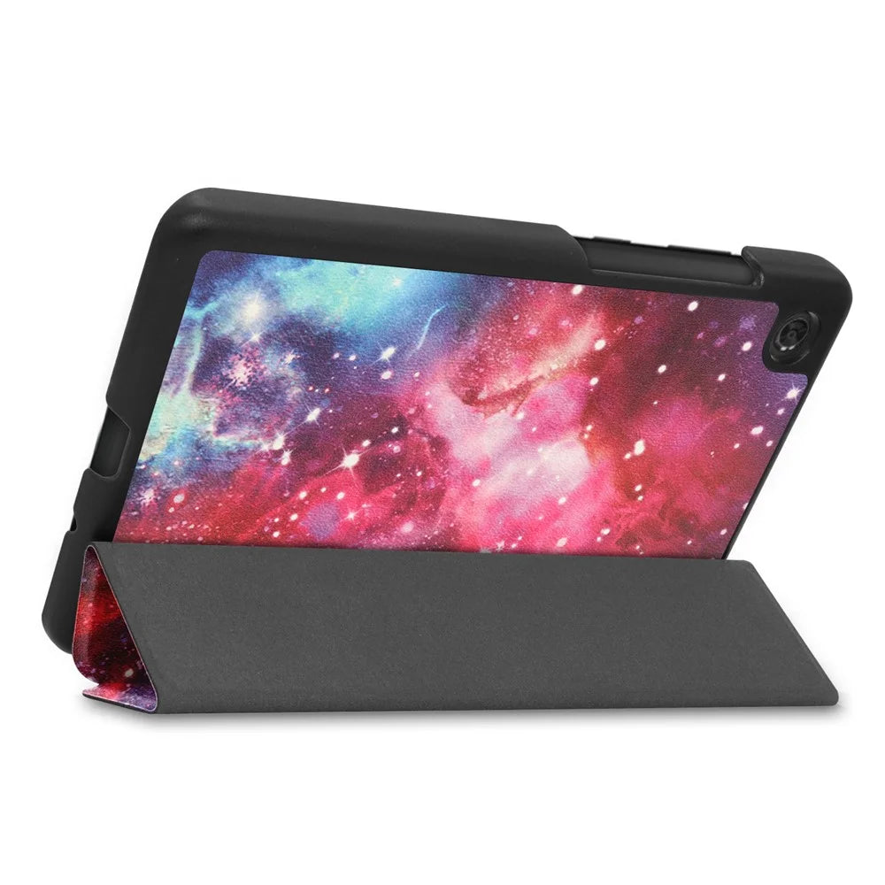 Stylish Light Slim Pattern Printing PU Leather Tri-fold Stand Tablet Cover Shell for  Lenovo Tab M7 (2nd Gen) / (3rd Gen) - Nebula - 4