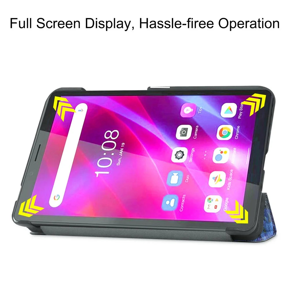 Stylish Light Slim Pattern Printing PU Leather Tri-fold Stand Tablet Cover Shell for  Lenovo Tab M7 (2nd Gen) / (3rd Gen) - Nebula - 5