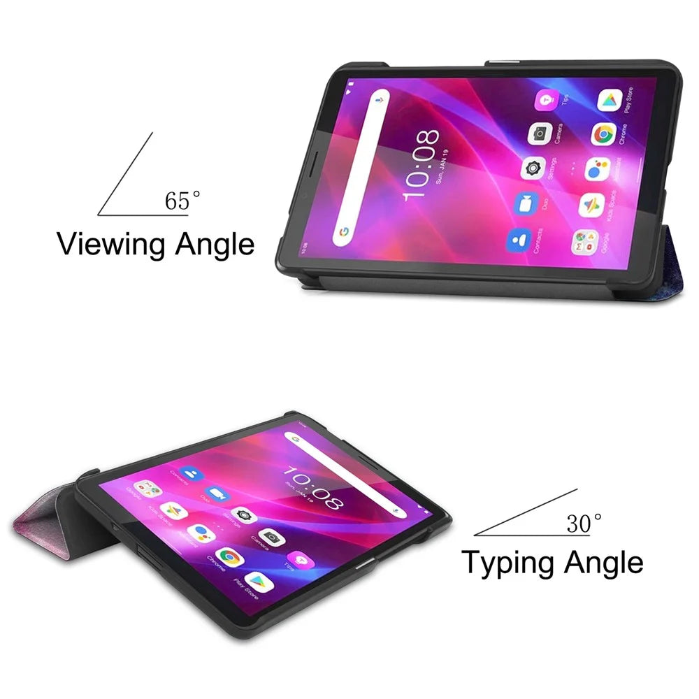 Stylish Light Slim Pattern Printing PU Leather Tri-fold Stand Tablet Cover Shell for  Lenovo Tab M7 (2nd Gen) / (3rd Gen) - Nebula - 6