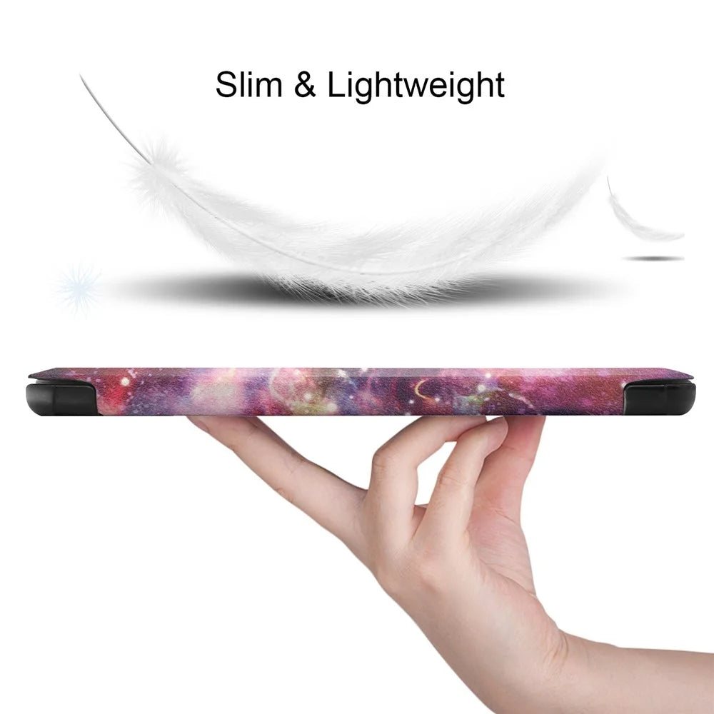 Stylish Light Slim Pattern Printing PU Leather Tri-fold Stand Tablet Cover Shell for  Lenovo Tab M7 (2nd Gen) / (3rd Gen) - Nebula - 7