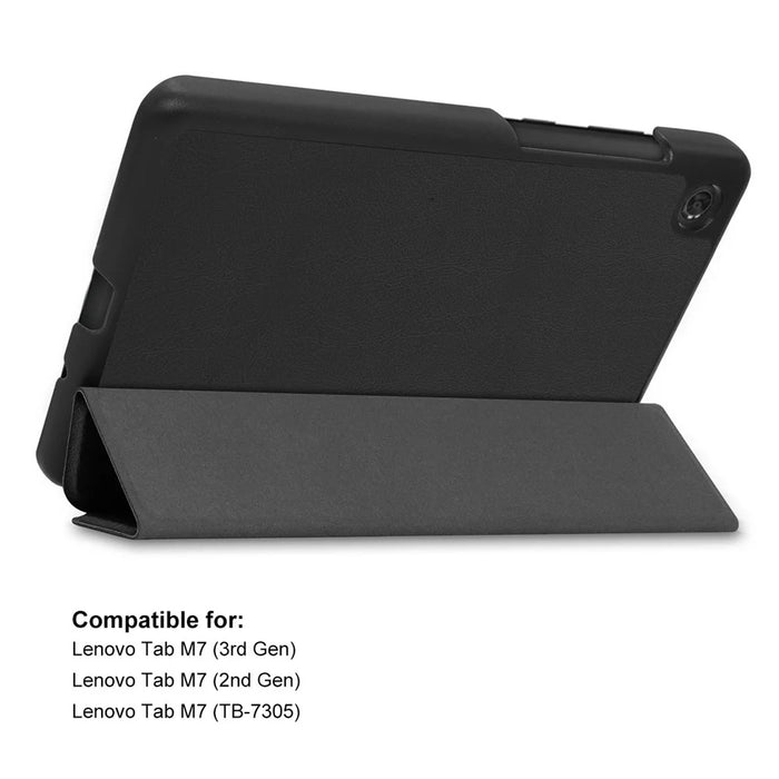 ENKAY HAT PRINCE Full Coverage Shock-Proof Tri-fold PU Leather + Hard PC Inner Tablet Stand Case for  Lenovo Tab M7 (2nd Gen) / (3rd Gen) - Black - 2