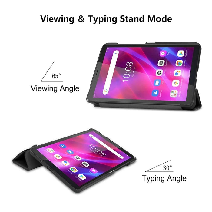 ENKAY HAT PRINCE Full Coverage Shock-Proof Tri-fold PU Leather + Hard PC Inner Tablet Stand Case for  Lenovo Tab M7 (2nd Gen) / (3rd Gen) - Black - 3