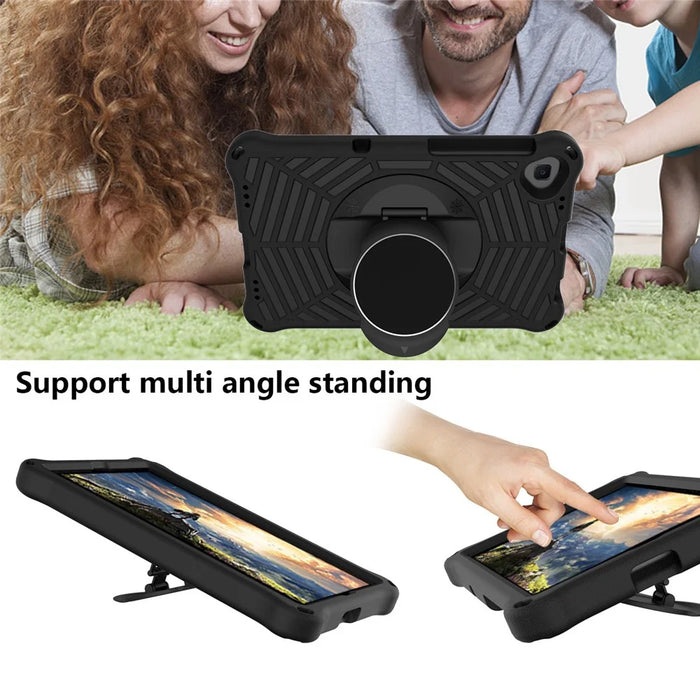 Spider Web Texture Anti-Drop Shockproof Tablet Case Kickstand EVA Cover with Shoulder Strap for Lenovo Tab M10 FHD Plus 2nd Gen TB-X606 - Black - 5