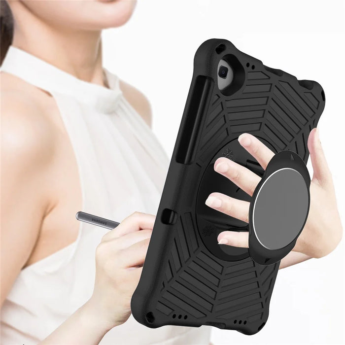 Spider Web Texture Anti-Drop Shockproof Tablet Case Kickstand EVA Cover with Shoulder Strap for Lenovo Tab M10 FHD Plus 2nd Gen TB-X606 - Black - 6