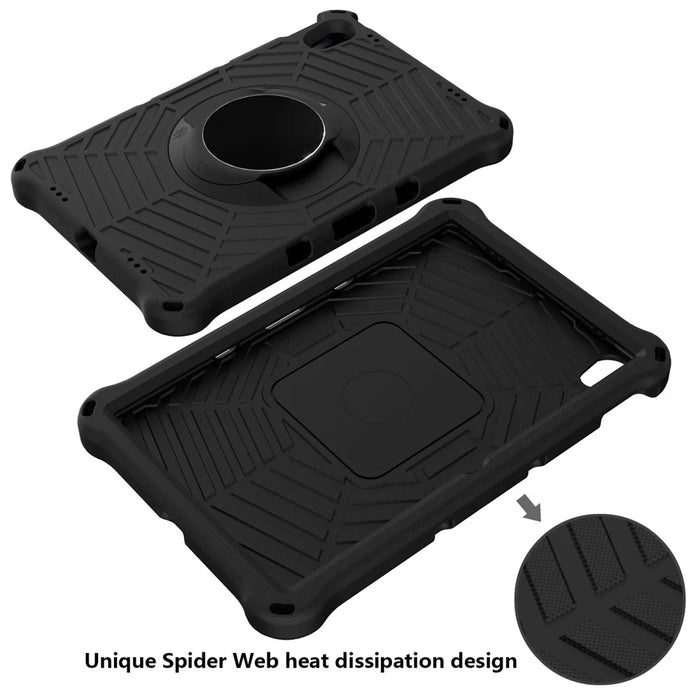 Spider Web Texture Heat Dissipation Anti-Drop Impact-Resistant Tablet Case Kickstand EVA Cover with Shoulder Strap for Lenovo Tab P11 TB-J606F / Tab P11 5G - Black - 4