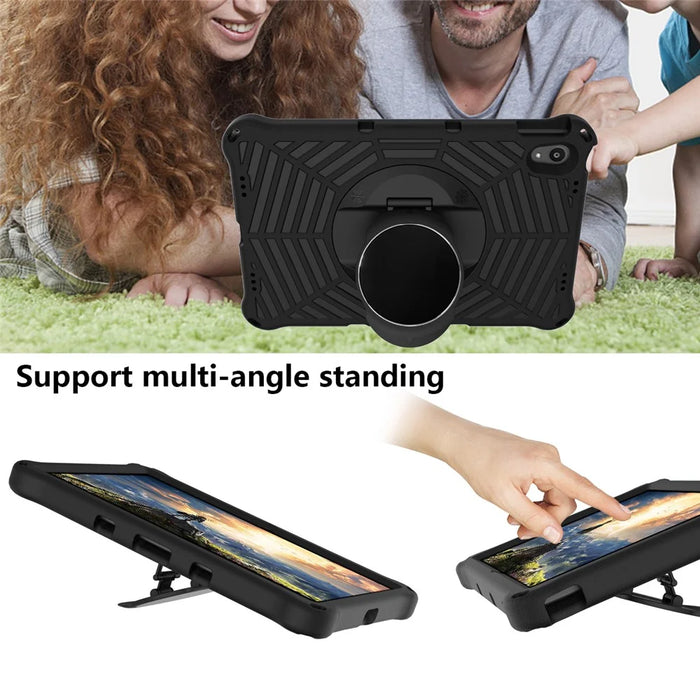 Spider Web Texture Heat Dissipation Anti-Drop Impact-Resistant Tablet Case Kickstand EVA Cover with Shoulder Strap for Lenovo Tab P11 TB-J606F / Tab P11 5G - Black - 5