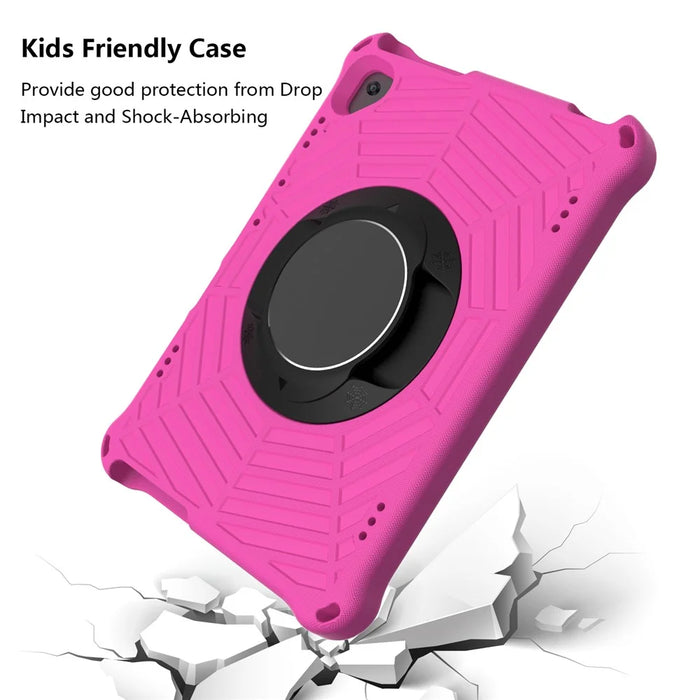 Spider Web Texture Tablet Case Kickstand EVA Cover with Shoulder Strap for Lenovo M10 FHD REL TB-X605FC/TB-X605LC 10.1-inch - Rose - 2