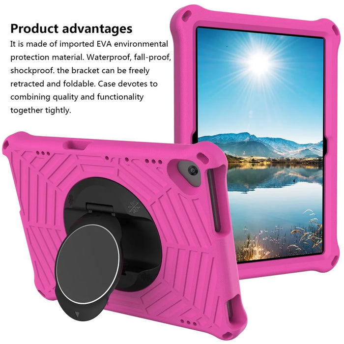 Spider Web Texture Tablet Case Kickstand EVA Cover with Shoulder Strap for Lenovo M10 FHD REL TB-X605FC/TB-X605LC 10.1-inch - Rose - 3