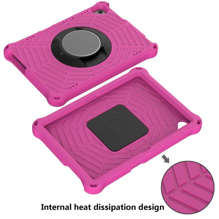 Spider Web Texture Tablet Case Kickstand EVA Cover with Shoulder Strap for Lenovo M10 FHD REL TB-X605FC/TB-X605LC 10.1-inch - Rose - 4