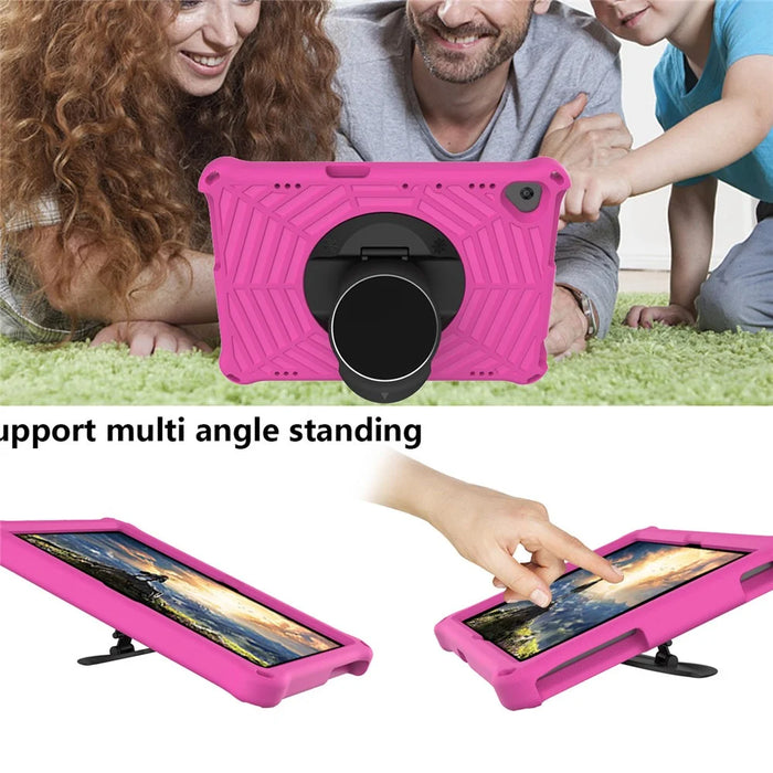 Spider Web Texture Tablet Case Kickstand EVA Cover with Shoulder Strap for Lenovo M10 FHD REL TB-X605FC/TB-X605LC 10.1-inch - Rose - 5
