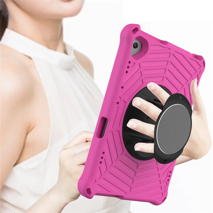 Spider Web Texture Tablet Case Kickstand EVA Cover with Shoulder Strap for Lenovo M10 FHD REL TB-X605FC/TB-X605LC 10.1-inch - Rose - 6